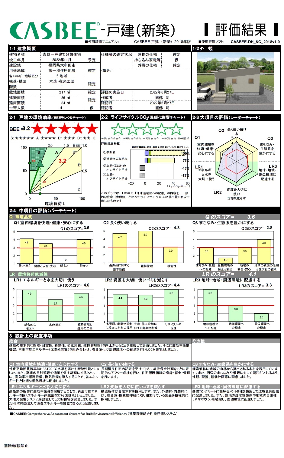 CASBEE評価結果（吉野分譲住宅）